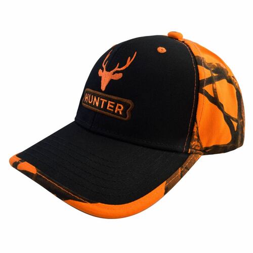 Gorra Hunter Negra/Naranja Camuflaje Ajustador Velcro Wallis.