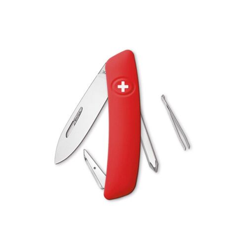 Navaja Standard D02 Acero Inoxidable C/6Funciones Rojo Swiza.