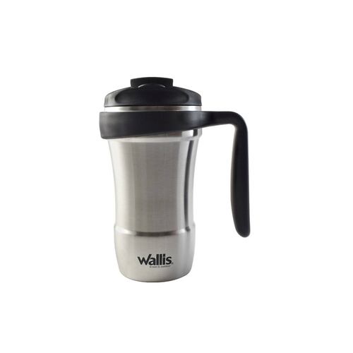 Taza Térmica Con Protector Tapa Rosca 350ml Acero Wallis.