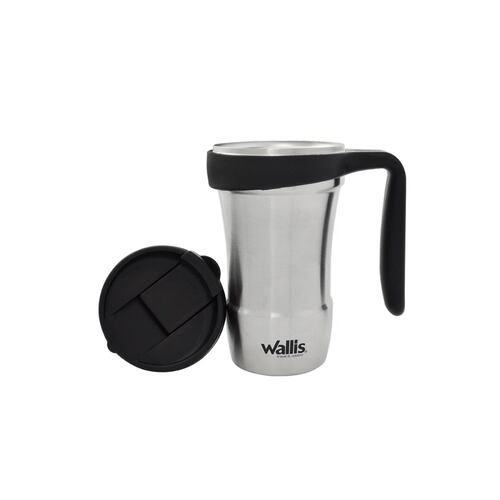 Taza Térmica Con Protector Tapa Rosca 350ml Acero Wallis.