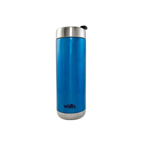 Termo Popote Y Protector Antiderrames 600ml Azul Wallis.