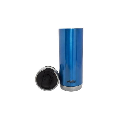 Termo Popote Y Protector Antiderrames 600ml Azul Wallis.