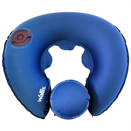 Almohadilla Inflable Cuello P/ Viaje Poliéster Azul WALLIS.