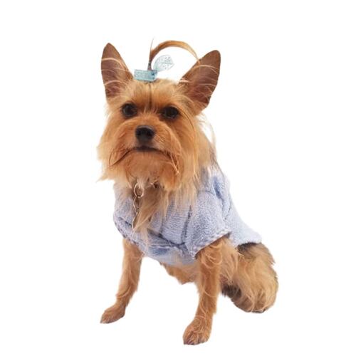 Bata Baño  P/Perro Bubble Coat Azul Algodón Pet Pals