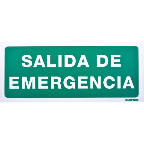 Señal Letrero Salida De Emergencia Verde 15x36cm Surtek