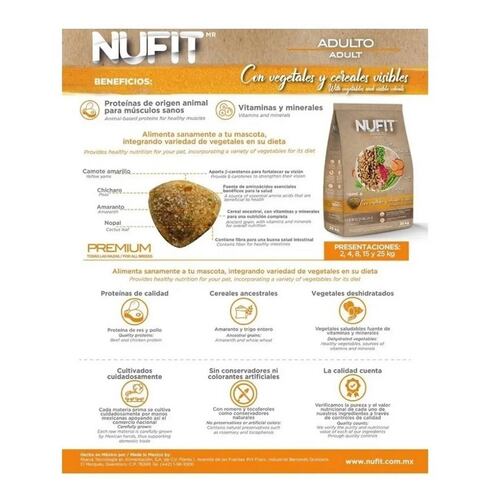 Alimento Croqueta Perro Adulto 2 Kg Premium Nufit By Nupec