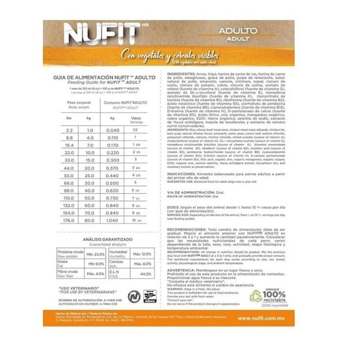 Alimento Croqueta Perro Adulto 2 Kg Premium Nufit By Nupec