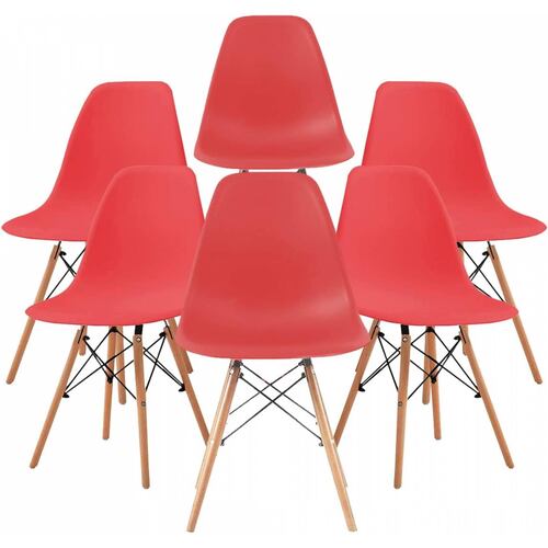 Set 6 Sillas Eames Infantil Polipropileno Rojo Stolmx