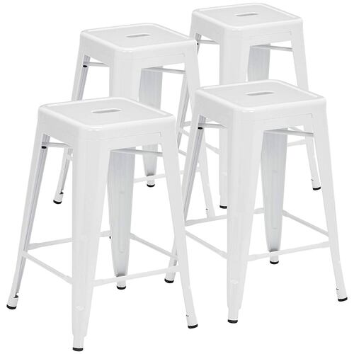 Set 4 Bancos Tipo Tolix Sin Respaldo Negro Stolmx