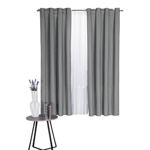 Cortina Decorativa Neo Gris Liso Corta Colchas Concord