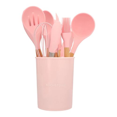 Utensilios Cocina Silicon Rosa Suave Con Soporte Kochstelle