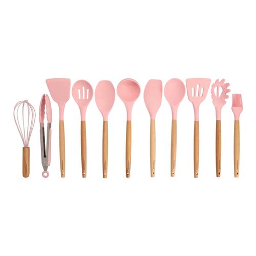 Utensilios Cocina Silicon Rosa Suave Con Soporte Kochstelle
