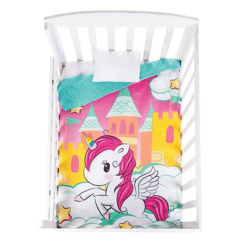 Cobertor Borrega Unicornio Cunero Poliester Rosa Concord