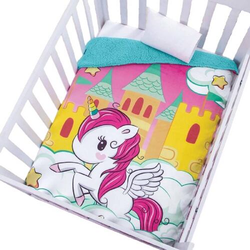 Cobertor Borrega Unicornio Cunero Poliester Rosa Concord