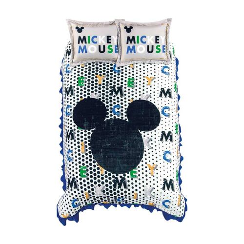 Colcha Funda Mickey Blue Individual Microfibra Suave Concord.