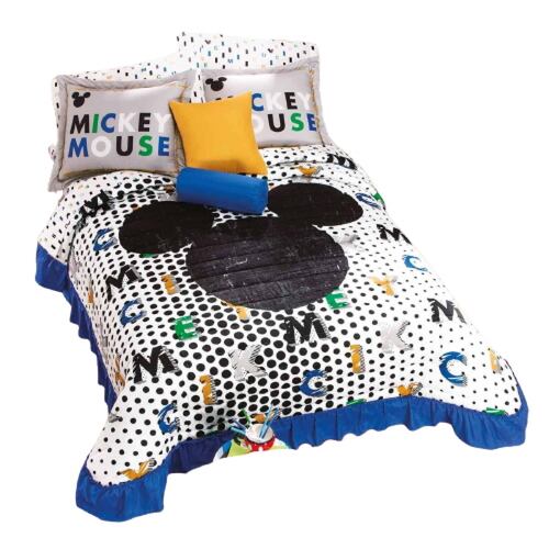 Colcha Funda Mickey Blue Individual Microfibra Suave Concord.