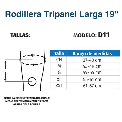 Rodillera Tripanel Larga 19Pulg Varillas Aluminio D11 Tynor