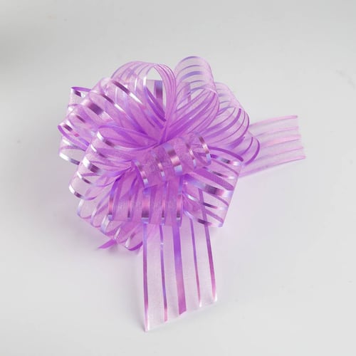 Moño Listón Lila Grande 10 Pzas P/Decoración Pompón Selanusa