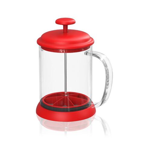 Prensa Francesa Café 800ml Vidrio PVC Filtro Silicón Rojo Brang