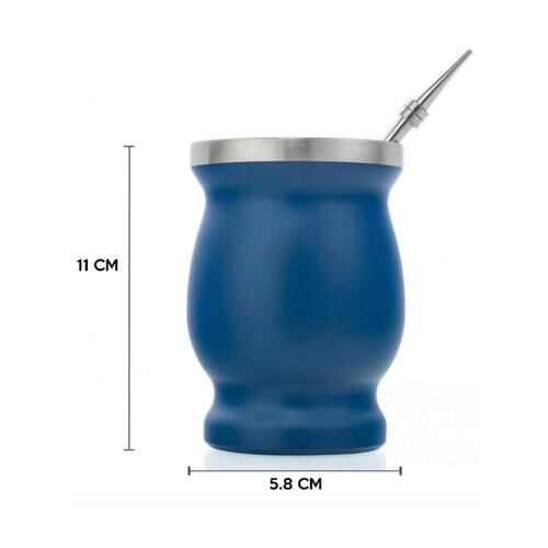 Set Matera P/ Té De Yerba Mate Acero Inoxidable Azul Brang