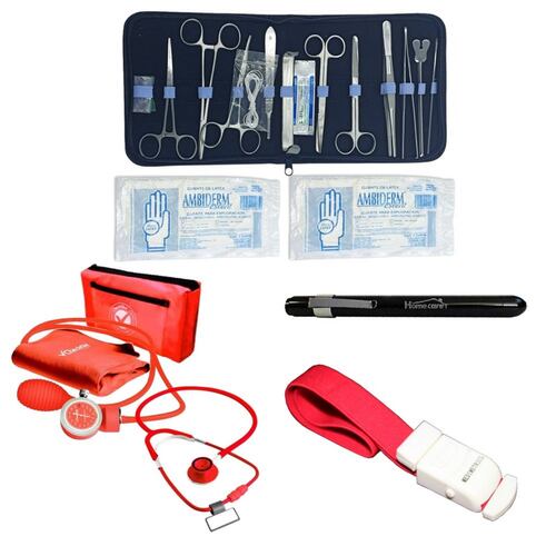 Kit Equipo Estudiante Enfermería Medicina Rojo Negro
