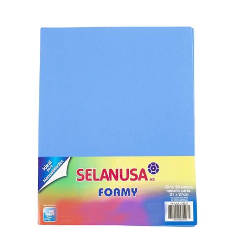 Foamy Tamaño Carta Liso 24 Pzas Azul Cielo Selanusa
