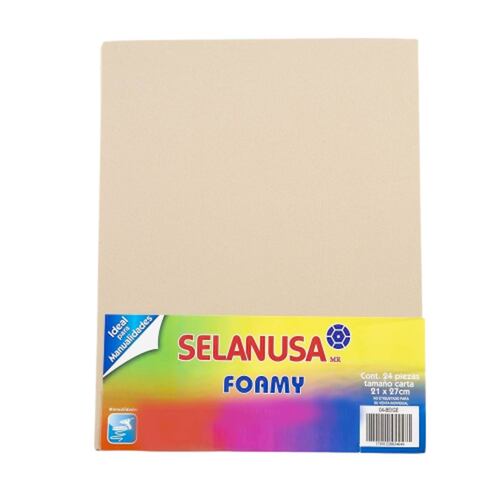 Foamy Tamaño Carta Liso 24 Pzas Beige Manualidad Selanusa