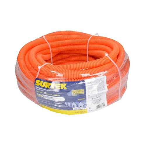 Manguera Flexible P/Cable 100m 1/2" Reforzada Naranja Surtek