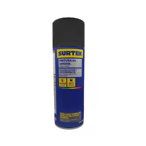 Pintura Aerosol 400ml Negro Mate Secado Rápido Surtek
