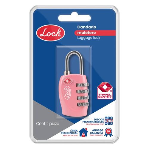 Candado Rosa Combinación Numérica Programable TSA 20mm Lock
