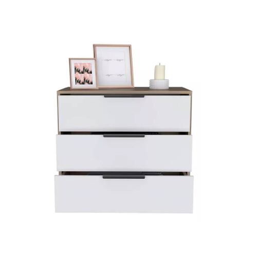 Cómoda 3 Cajones P/habitación Kaia Rovere Blanco/Marrón Excelsior
