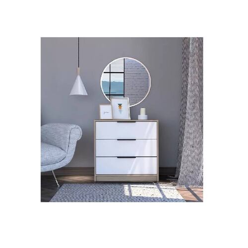 Cómoda 3 Cajones P/habitación Kaia Rovere Blanco/Marrón Excelsior