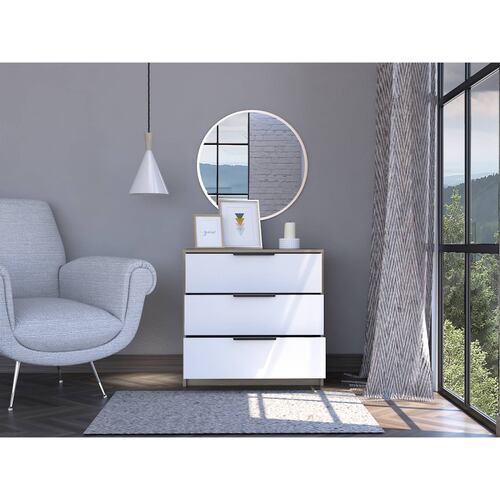 Cómoda 3 Cajones P/habitación Kaia Rovere Blanco/Marrón Excelsior