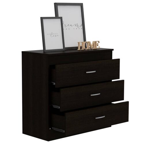 Mueble Cómoda Habitación 3 Cajones Madera Melia Wengue Excelsior