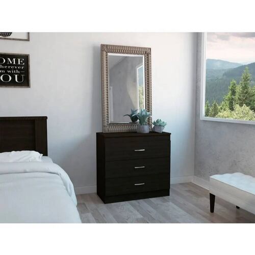 Mueble Cómoda Habitación 3 Cajones Madera Melia Wengue Excelsior