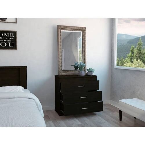 Mueble Cómoda Habitación 3 Cajones Madera Melia Wengue Excelsior