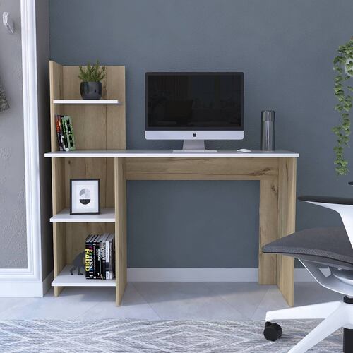 Escritorio Oficina/Estudio Con 4 Entrepaños Macadamia Excelsior