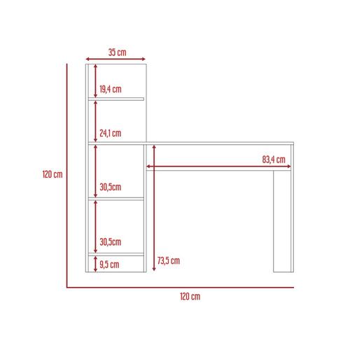 Escritorio Oficina/Estudio Con 4 Entrepaños Macadamia Excelsior