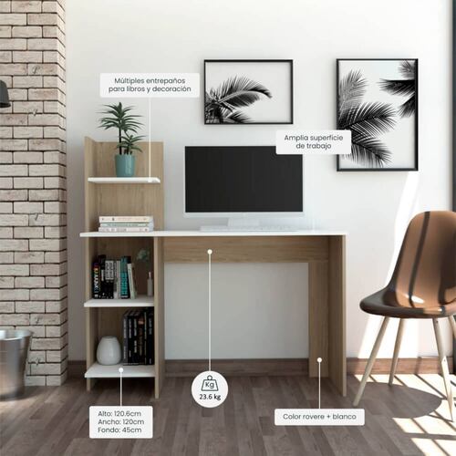 Escritorio Oficina/Estudio Con 4 Entrepaños Rovere Excelsior