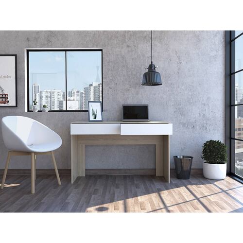 Escritorio Amplio 2 Cajones Oficina Hogar Rovere/Blanco Excelsior