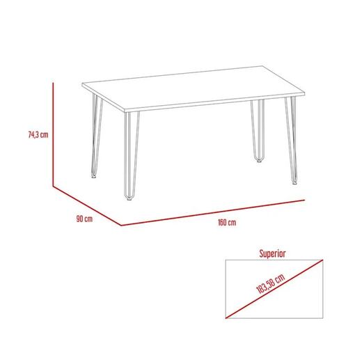 Mesa Comedor Madera Aglomerada P/4 Puestos Cobre Excelsior