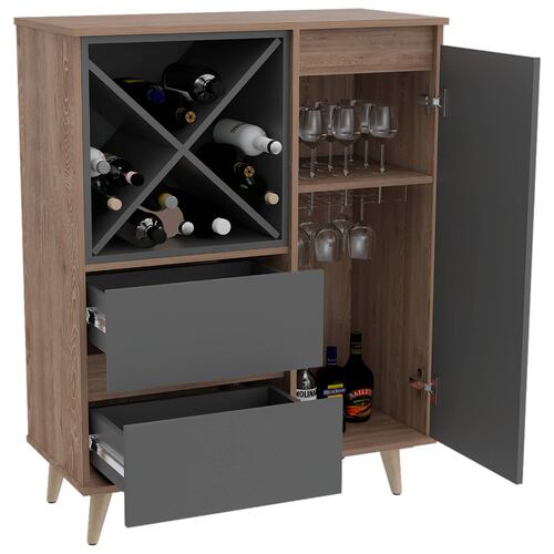 Mueble Bar Cava Cantina Salem Miel/Plomo Excelsior