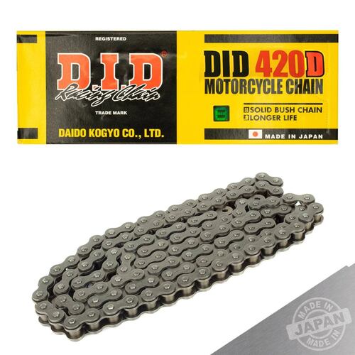 Cadena para moto 420D X 112L Buje Solido DID 