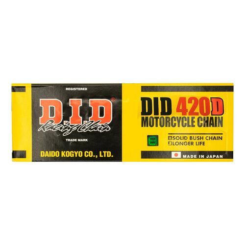 Cadena para moto 420D X 112L Buje Solido DID 