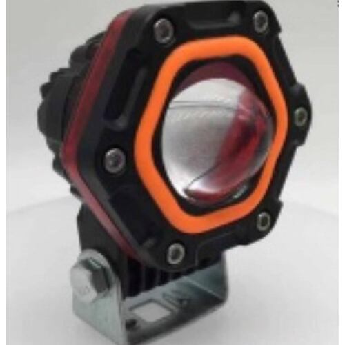 Faro auxiliar para motocicleta ojo de angel con base luz blanca y azul Kinlley 