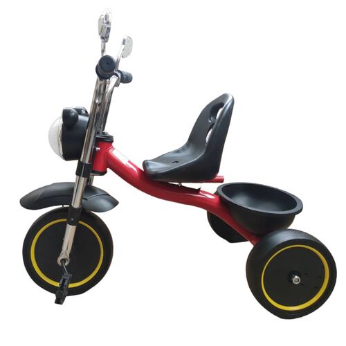 Triciclo Infantil para Niños con Canasto Salpicadera Luz y Sonido  - Rojo.