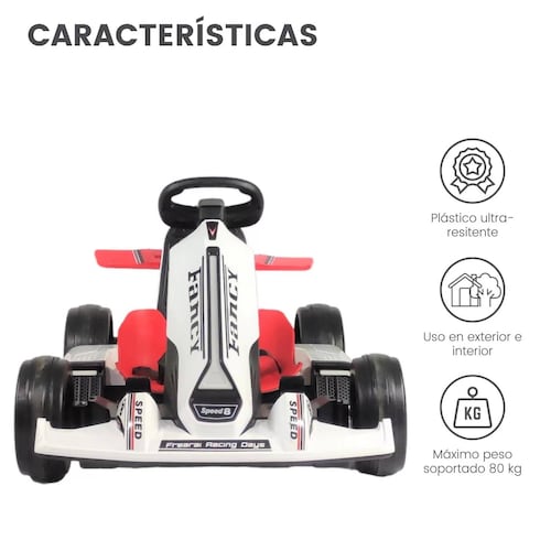Go Kart Montable Electrico Control Remoto Blanco 8 Km/h 12V7  - Blanco.