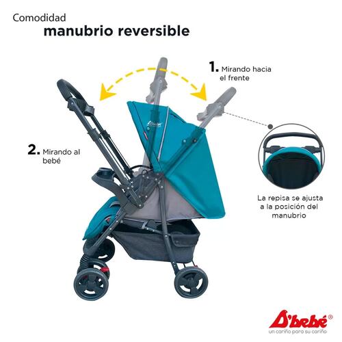 Carriola Travel System Dbebe Reversible,Portabebe,Reclinable  - Verde.