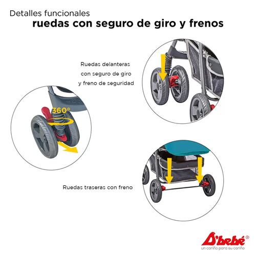 Carriola Travel System Dbebe Reversible,Portabebe,Reclinable  - Verde.