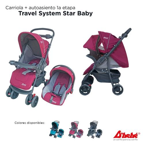 Carriola Travel System Dbebe Reversible,Portabebe,Reclinable  - Rosa.